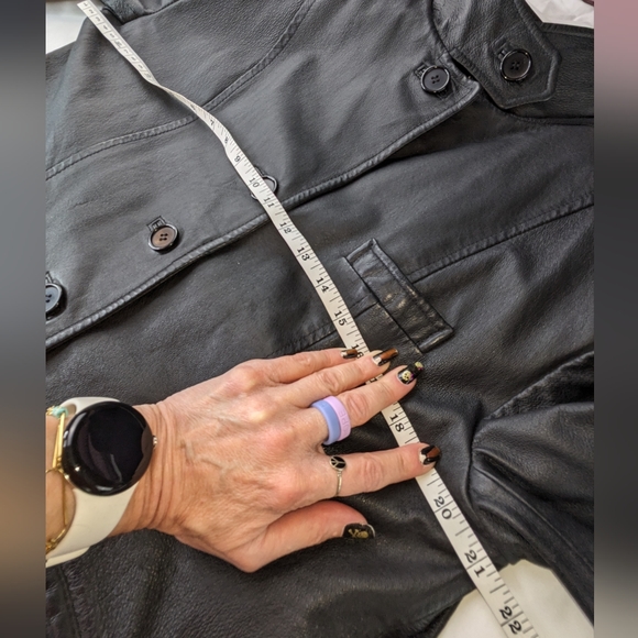 Together! 2-way Genuine Leather Vintage jacket blazer coat 10 black - Picture 13 of 17